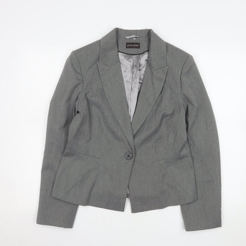 Principles Women's Grey Size 14 Classic Single-Breasted Suit Jacket