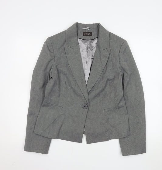 Principles Women's Grey Size 14 Classic Single-Breasted Suit Jacket