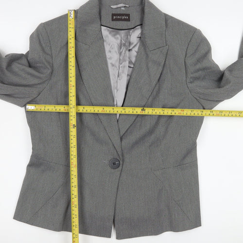 Principles Women's Grey Size 14 Classic Single-Breasted Suit Jacket