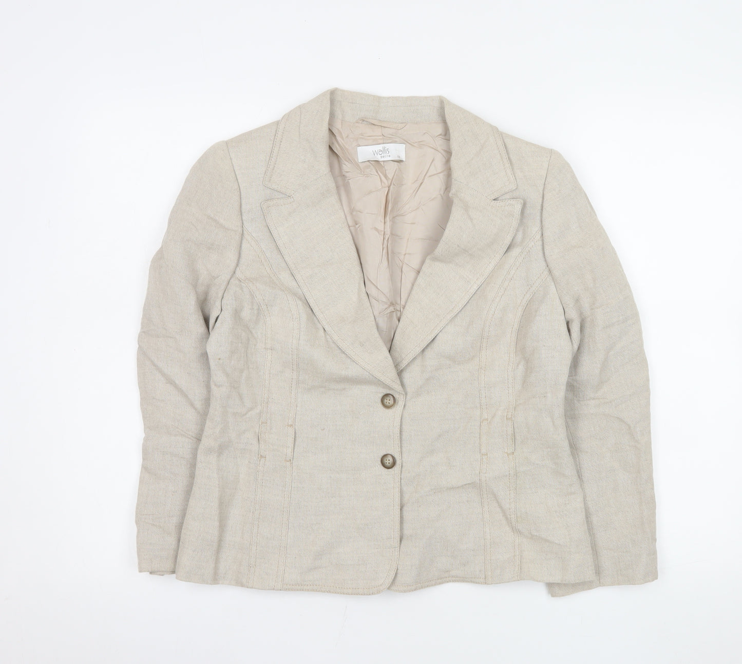 Wallis Petite Beige Linen Blend Single-Breasted Blazer Women's Size 12
