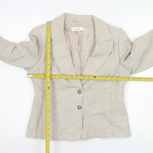 Wallis Petite Beige Linen Blend Single-Breasted Blazer Women's Size 12