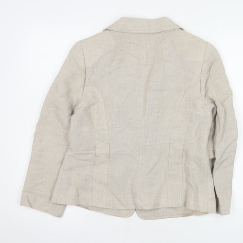 Wallis Petite Beige Linen Blend Single-Breasted Blazer Women's Size 12