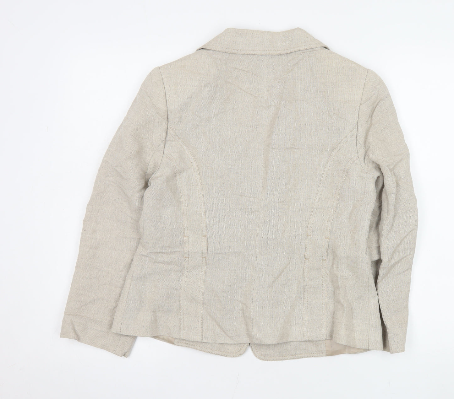 Wallis Petite Beige Linen Blend Single-Breasted Blazer Women's Size 12