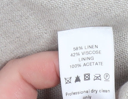 Wallis Petite Beige Linen Blend Single-Breasted Blazer Women's Size 12