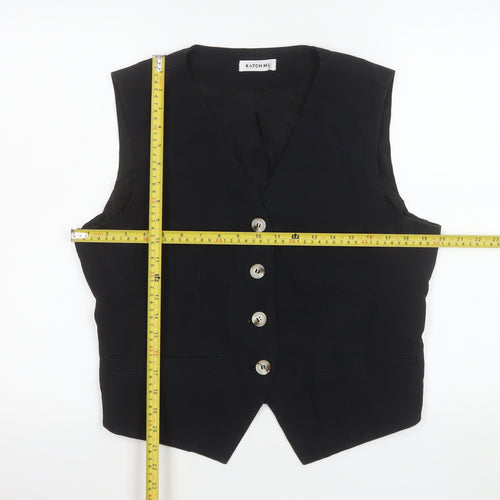 Katch Me Women Black XL Sleeveless Tailored Suit Waistcoat