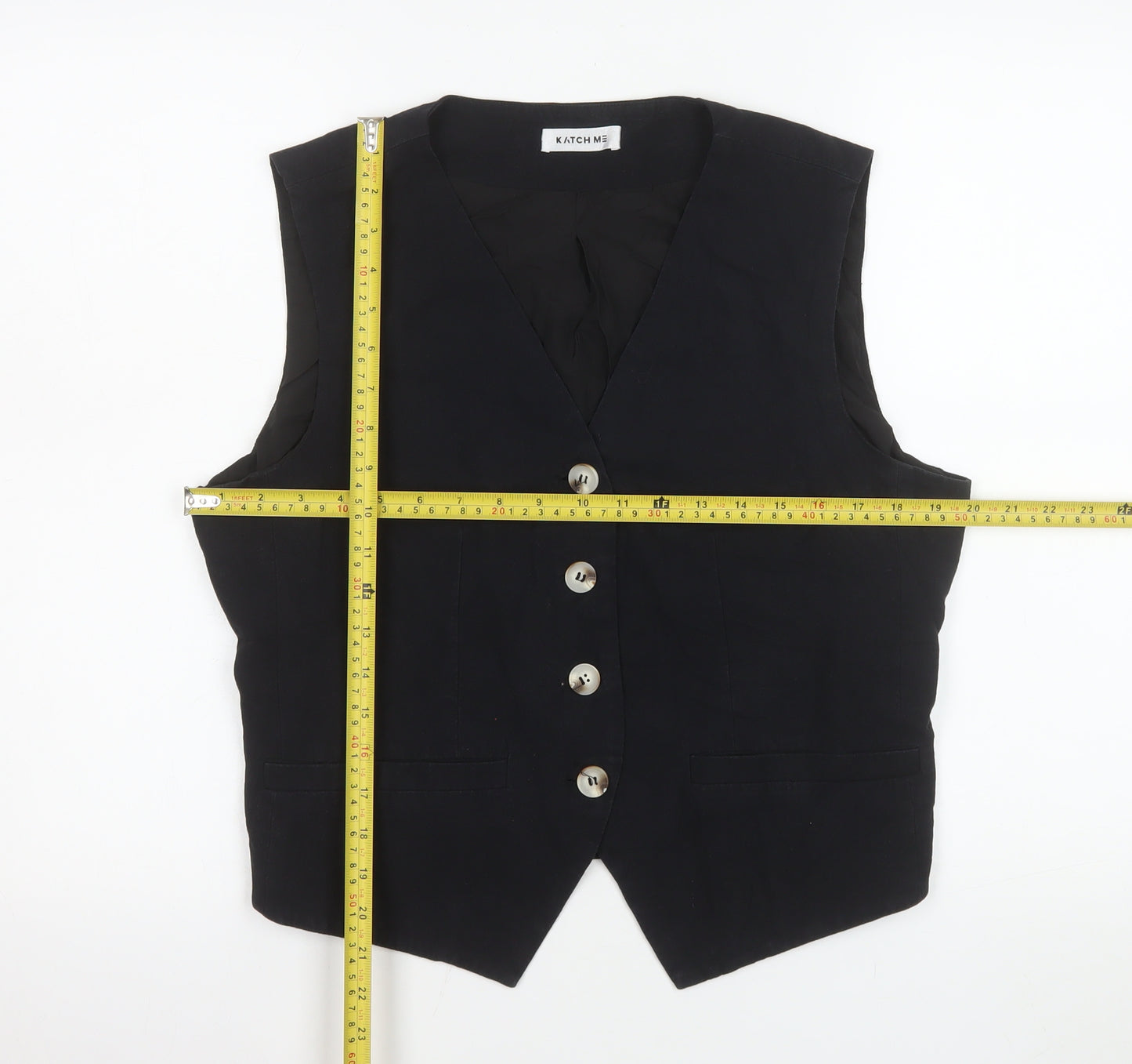 Katch Me Women Black XL Sleeveless Tailored Suit Waistcoat