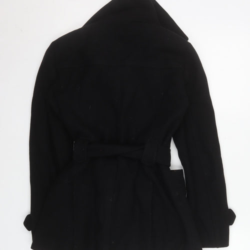 The Kill Industry Womens Black Wool Pea Coat Size 12 Belted