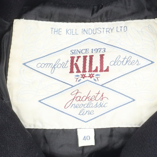 The Kill Industry Womens Black Wool Pea Coat Size 12 Belted