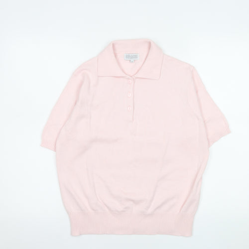 Country Collection Womens Pink Cotton Polo Knit Top Size M