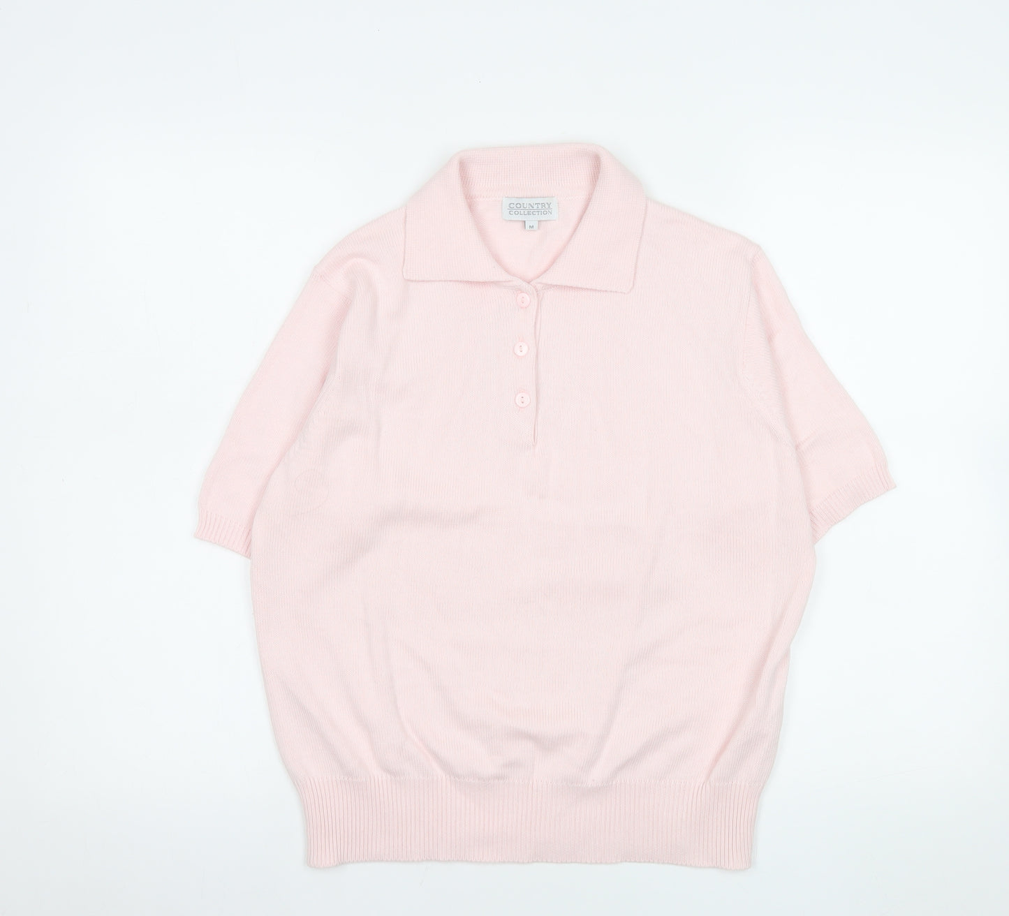 Country Collection Womens Pink Cotton Polo Knit Top Size M