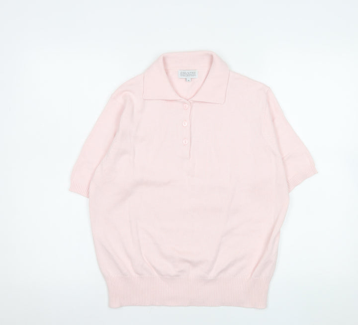 Country Collection Womens Pink Cotton Polo Knit Top Size M