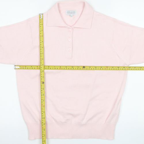Country Collection Womens Pink Cotton Polo Knit Top Size M
