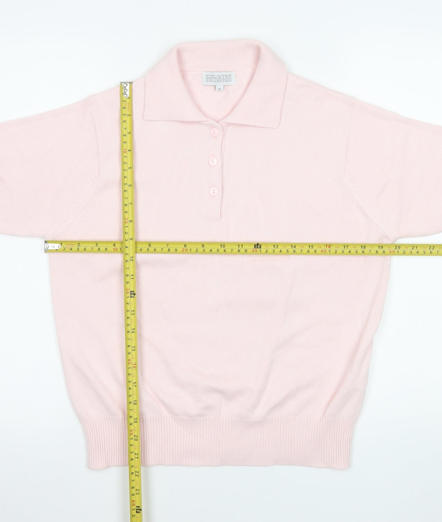 Country Collection Womens Pink Cotton Polo Knit Top Size M