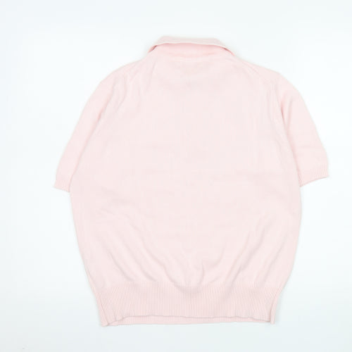 Country Collection Womens Pink Cotton Polo Knit Top Size M