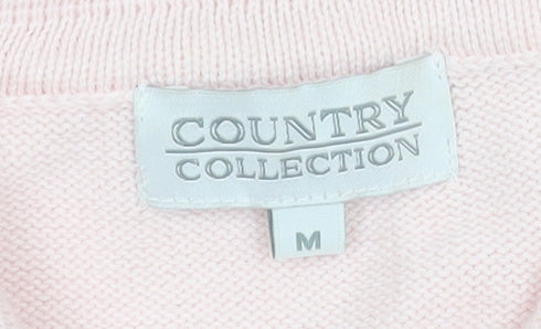 Country Collection Womens Pink Cotton Polo Knit Top Size M