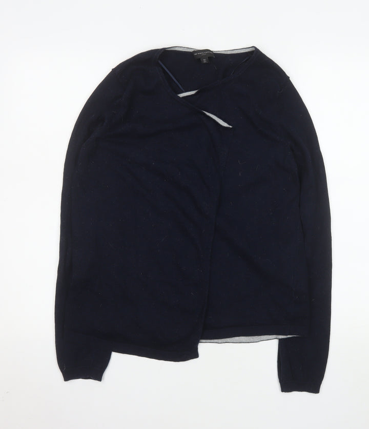 The White Company Women's Blue Merino Wool Cotton Cardigan L