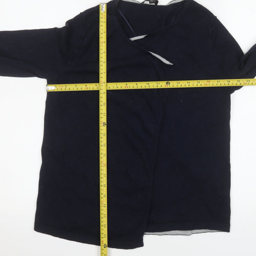 The White Company Women's Blue Merino Wool Cotton Cardigan L