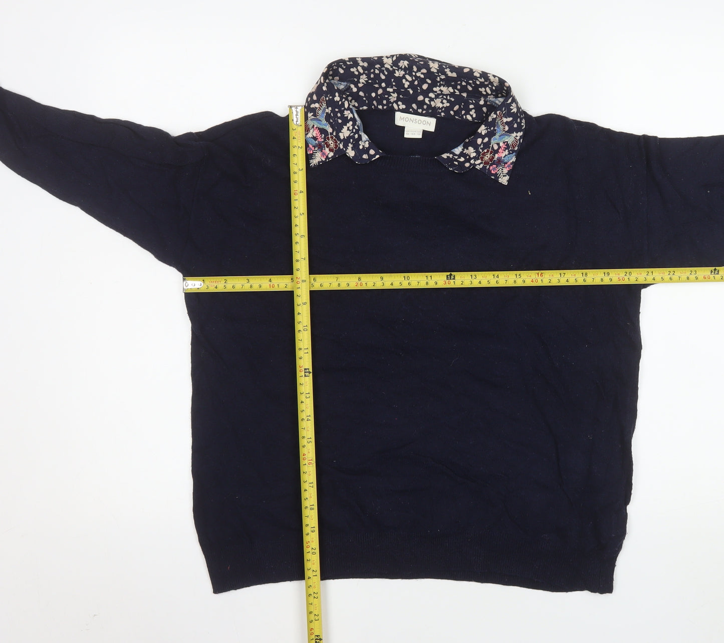 Monsoon Women’s Blue Collared Pullover Jumper Size 16