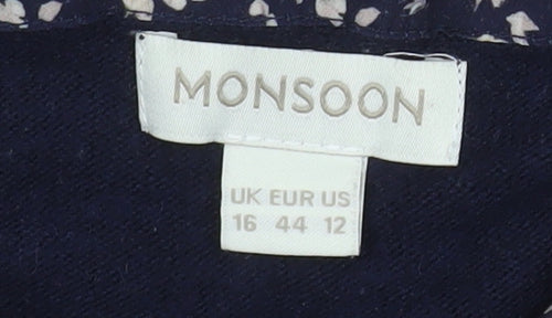 Monsoon Women’s Blue Collared Pullover Jumper Size 16