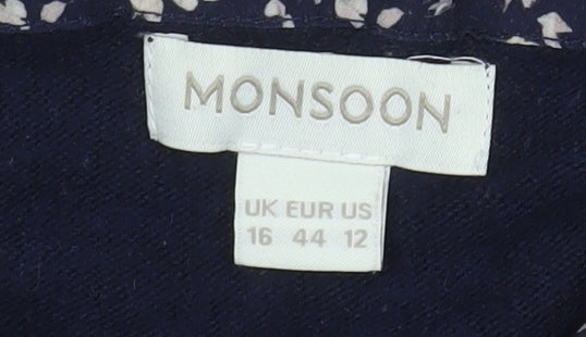 Monsoon Women’s Blue Collared Pullover Jumper Size 16