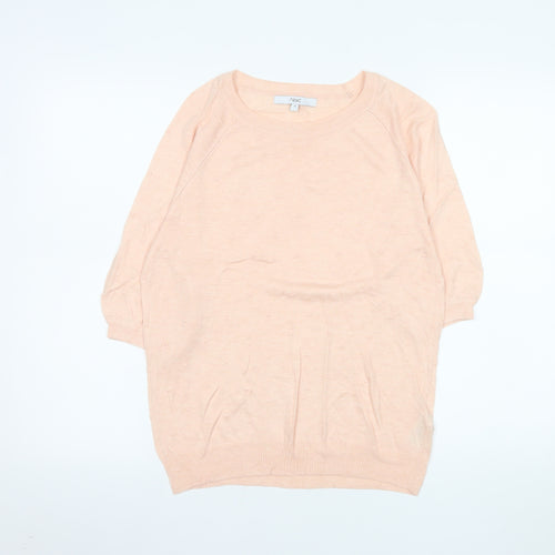 Next Women Pink Knit Crew Neck 3/4 Sleeve Blouse Size 14