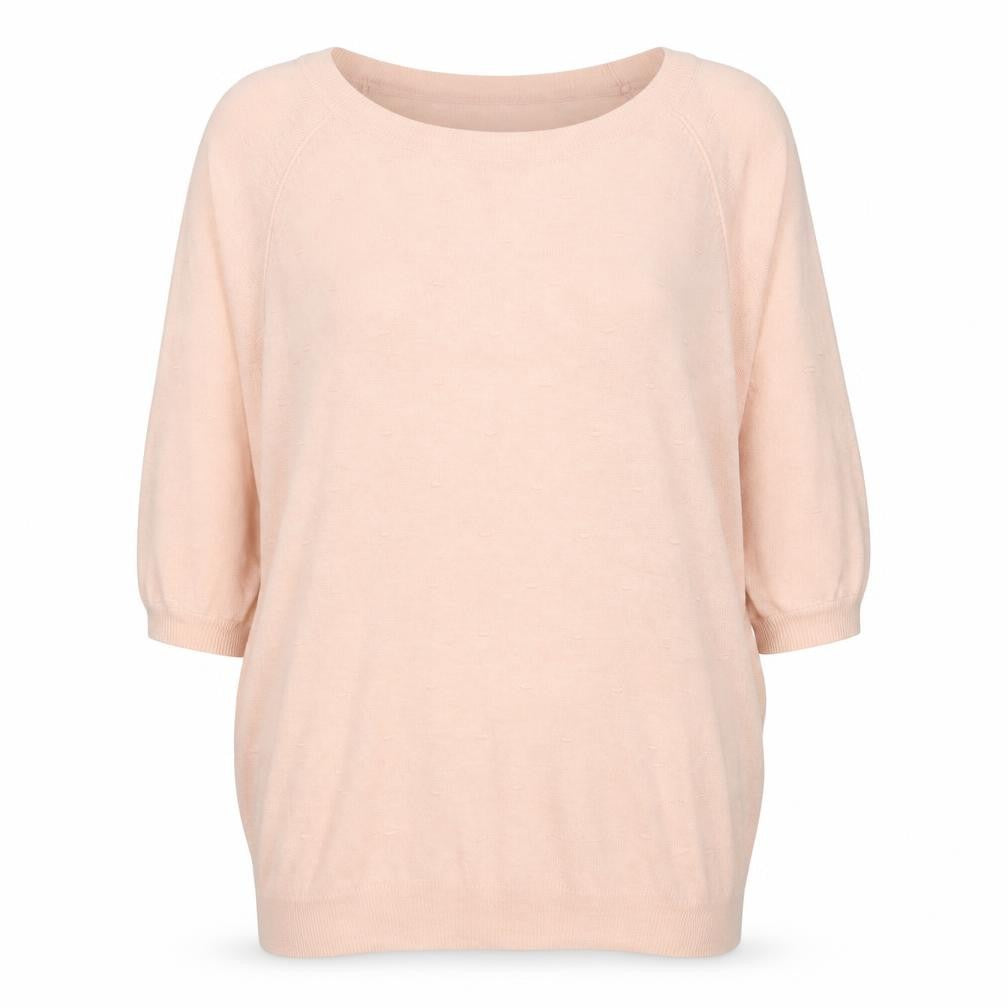 Next Women Pink Knit Crew Neck 3/4 Sleeve Blouse Size 14