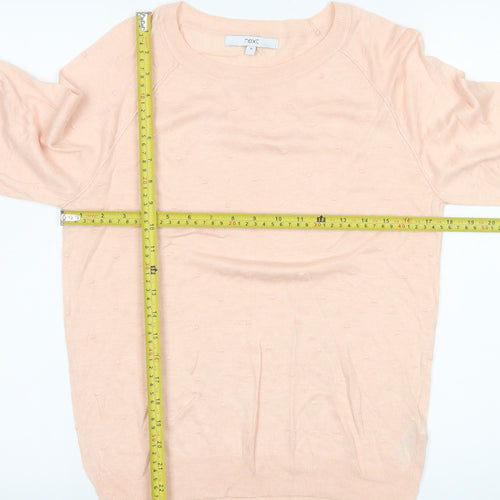 Next Women Pink Knit Crew Neck 3/4 Sleeve Blouse Size 14