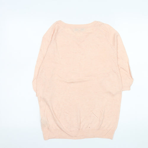 Next Women Pink Knit Crew Neck 3/4 Sleeve Blouse Size 14