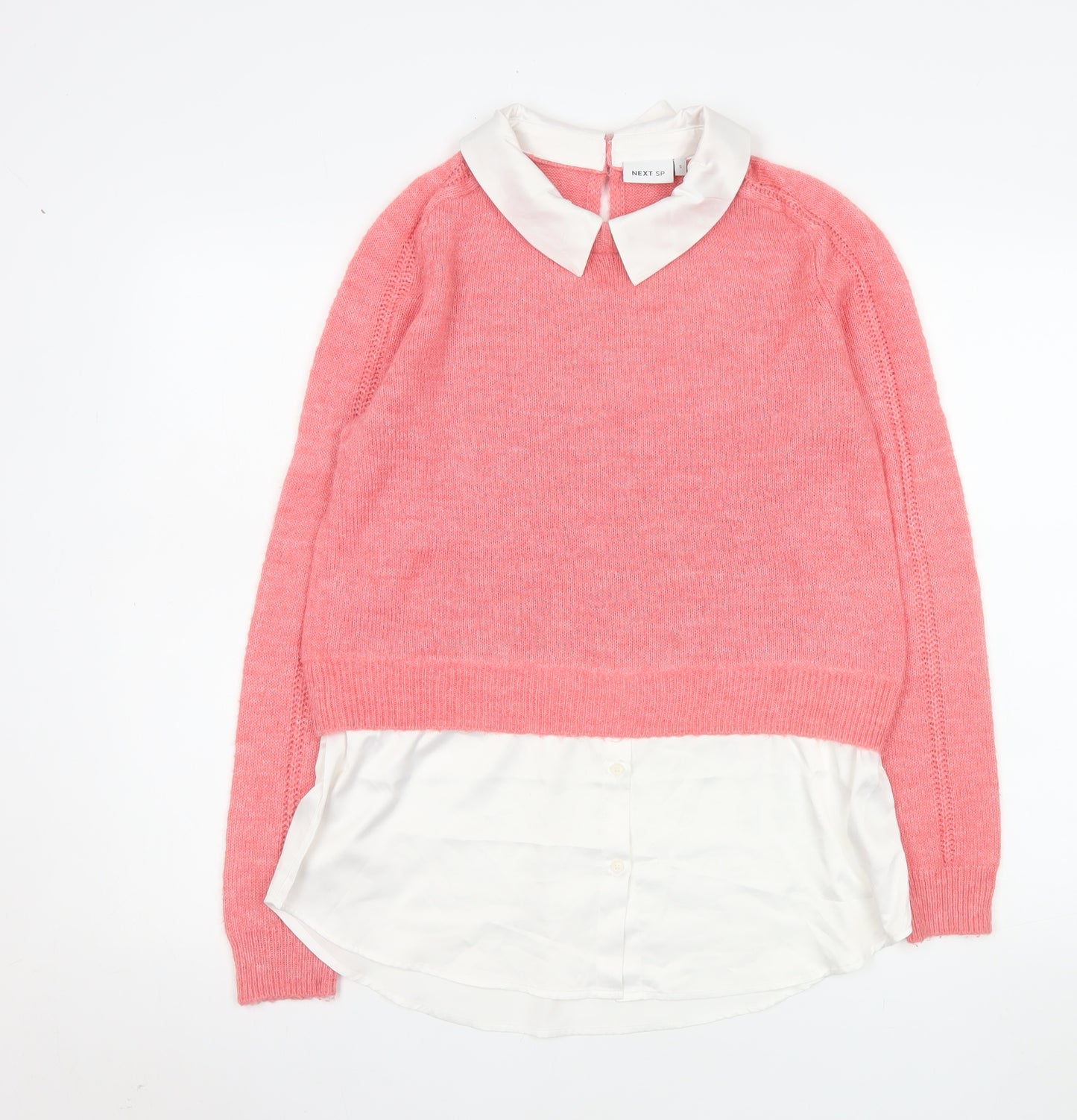 Next Women Pink Collared Layered Blouse Sweater Size Small