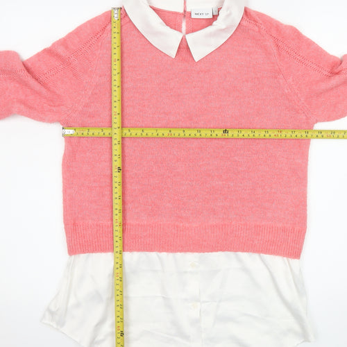 Next Women Pink Collared Layered Blouse Sweater Size Small