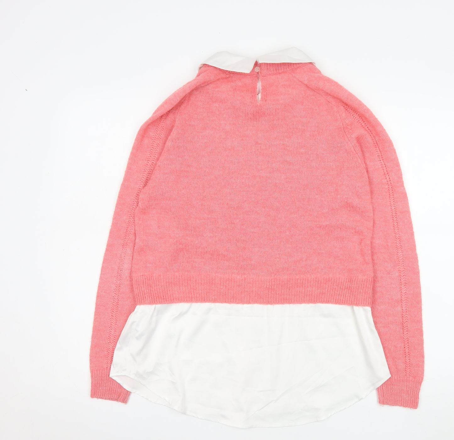 Next Women Pink Collared Layered Blouse Sweater Size Small