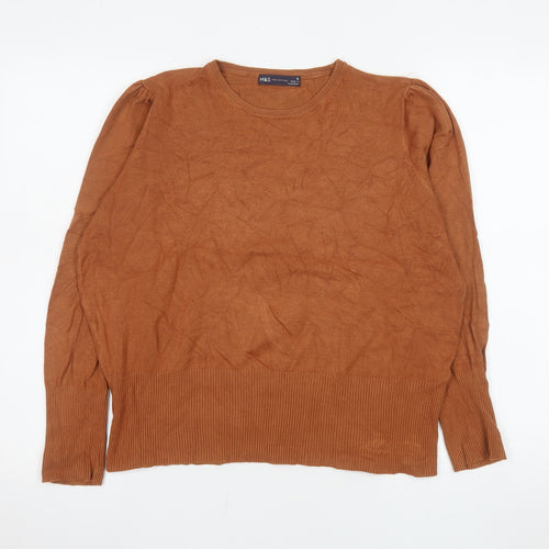 Marks and Spencer Womens Brown Size 16 Crew Neck Knit Jumper