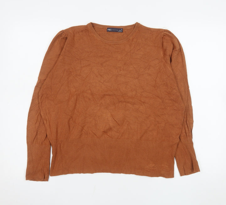 Marks and Spencer Womens Brown Size 16 Crew Neck Knit Jumper