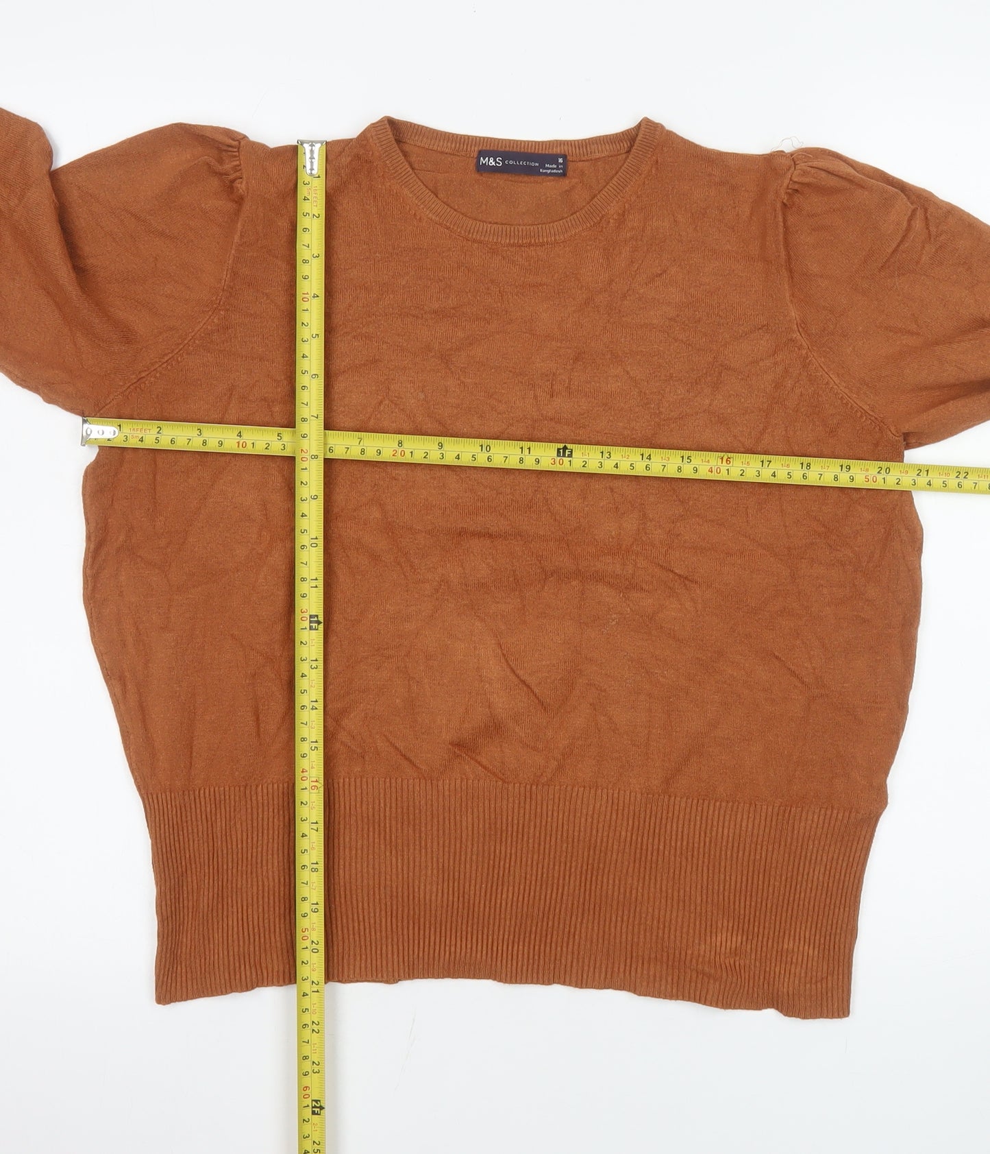 Marks and Spencer Womens Brown Size 16 Crew Neck Knit Jumper