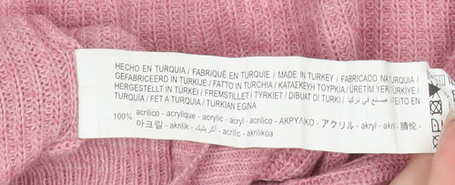 Stradivarius Women’s Pink Acrylic Knit V-Neck Cardigan Size 14