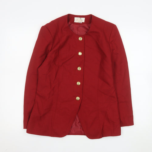 Eastex Women Red Wool Blazer Size 12 Classic Tailored Jacket