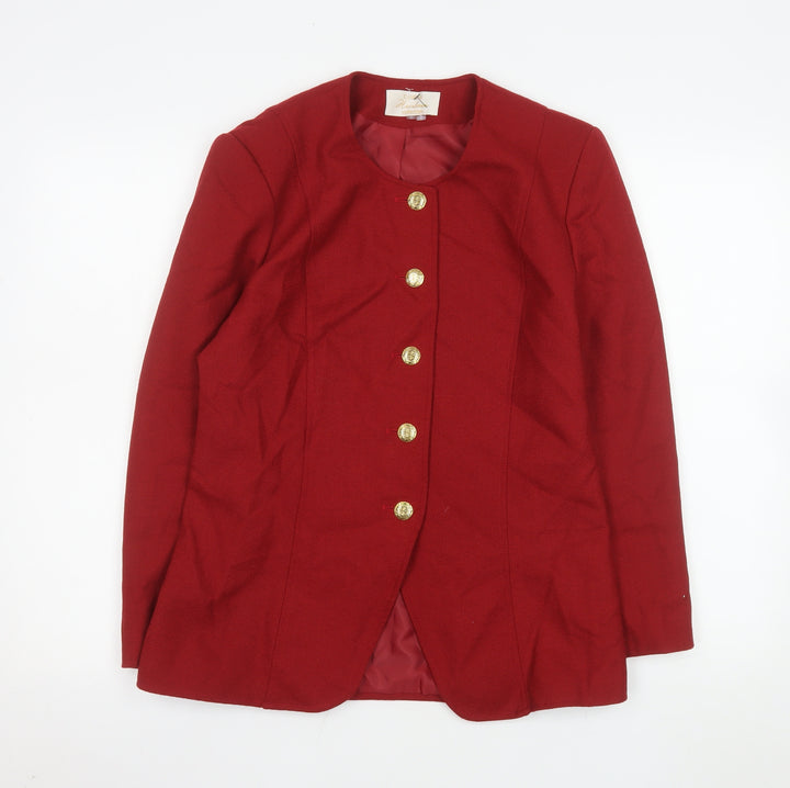 Eastex Women Red Wool Blazer Size 12 Classic Tailored Jacket