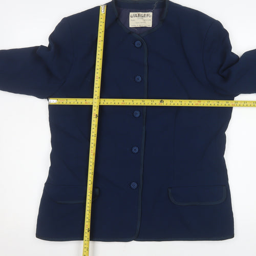 Jaeger Women's Blue Wool Blazer Size 16 Classic Tailored Jacket