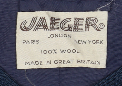 Jaeger Women's Blue Wool Blazer Size 16 Classic Tailored Jacket