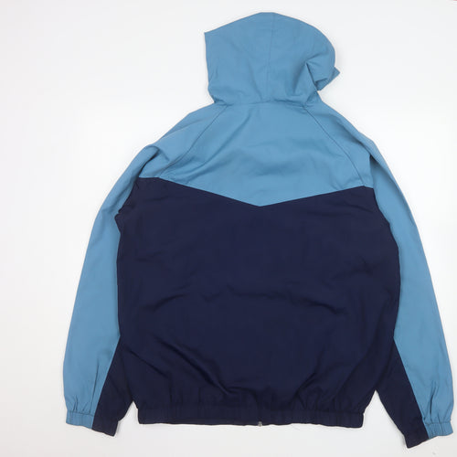 FILA Men’s Blue Hooded Windbreaker Jacket L Full Zip Sportswear