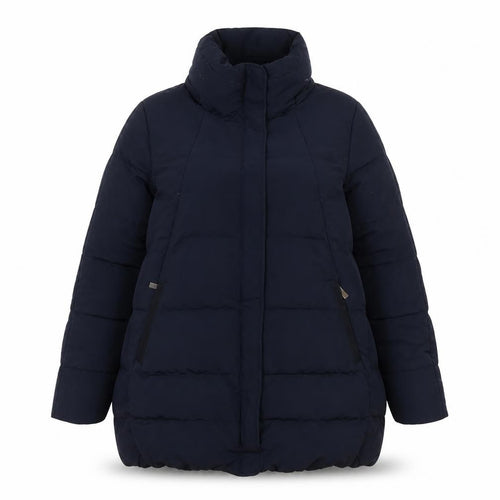 ZARA Women Black Long Puffer Coat L Insulated Zip Winter Jacket