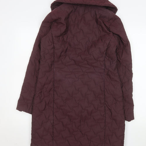 Viyella Women's Brown Quilted Long Coat Size 10 Polyester Blend
