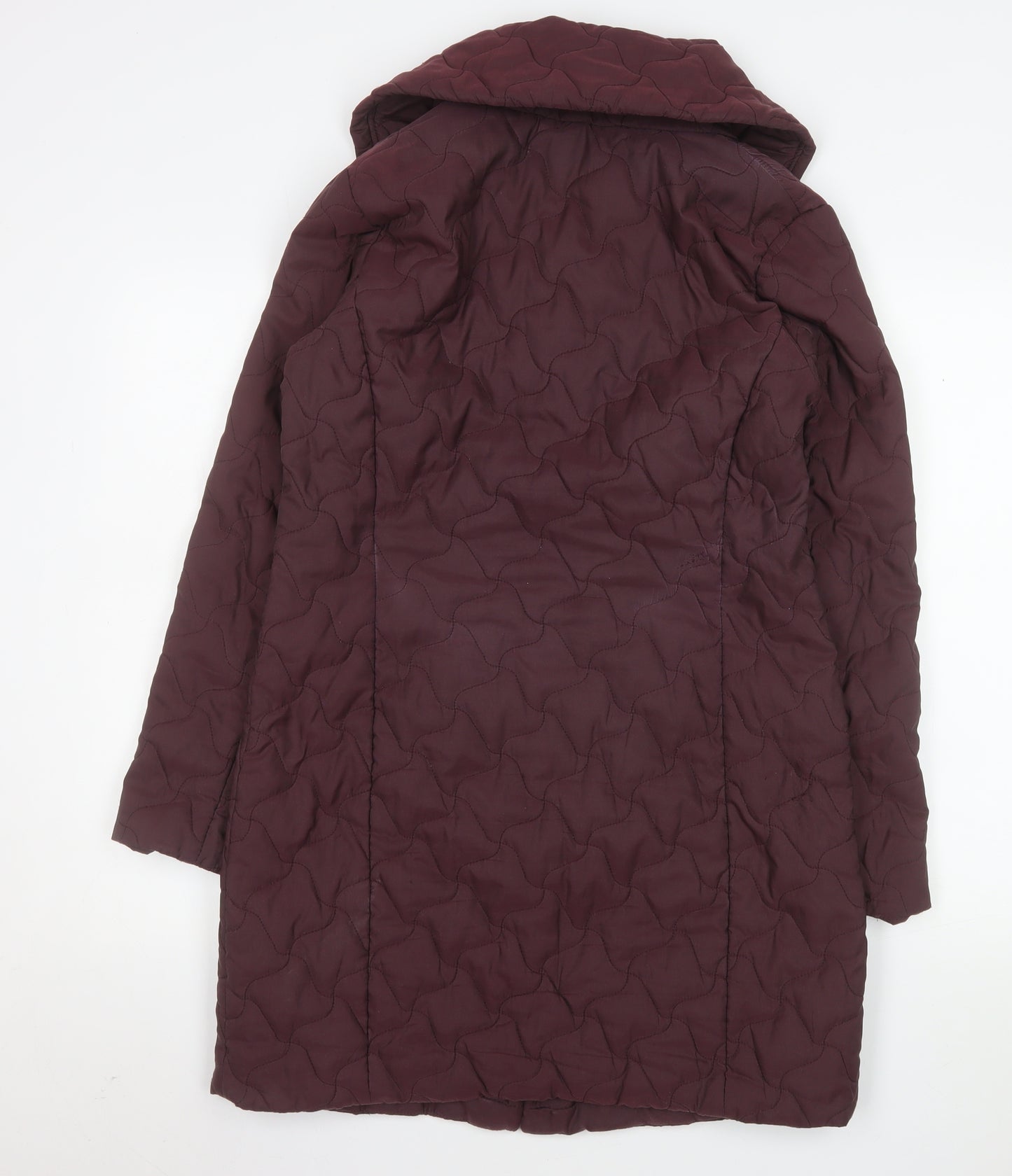 Viyella Women's Brown Quilted Long Coat Size 10 Polyester Blend