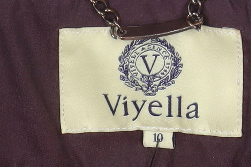 Viyella Women's Brown Quilted Long Coat Size 10 Polyester Blend