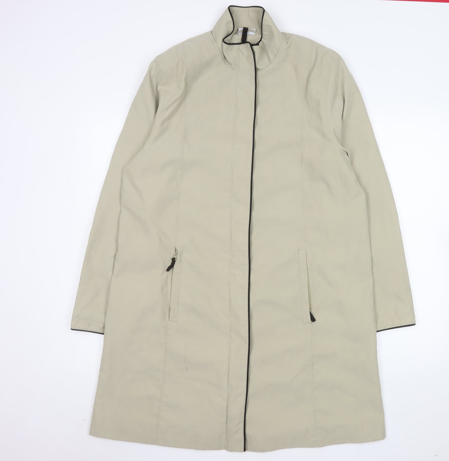 Classics First Avenue Womens Beige Long Rain Coat Size 14