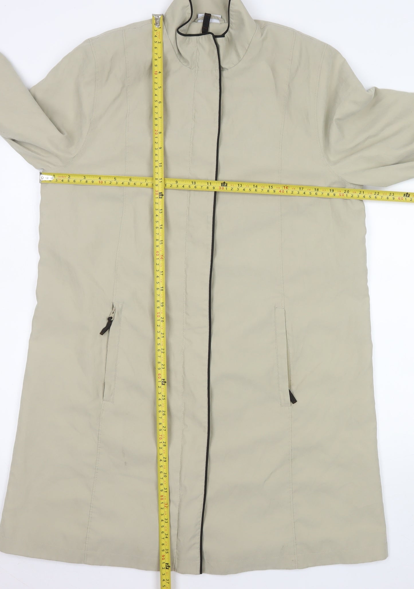 Classics First Avenue Womens Beige Long Rain Coat Size 14