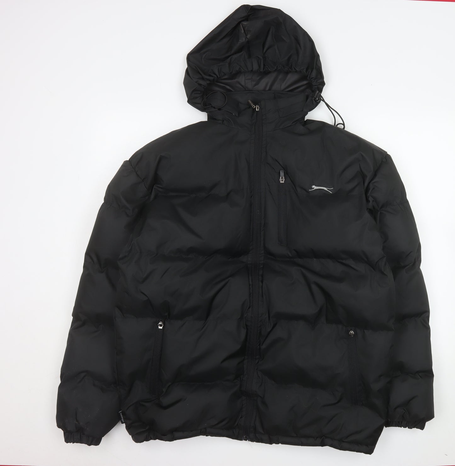 Slazenger Men's Black Hooded Puffer Jacket Size M Water Resistant