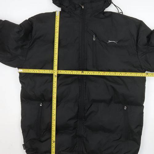 Slazenger Men's Black Hooded Puffer Jacket Size M Water Resistant