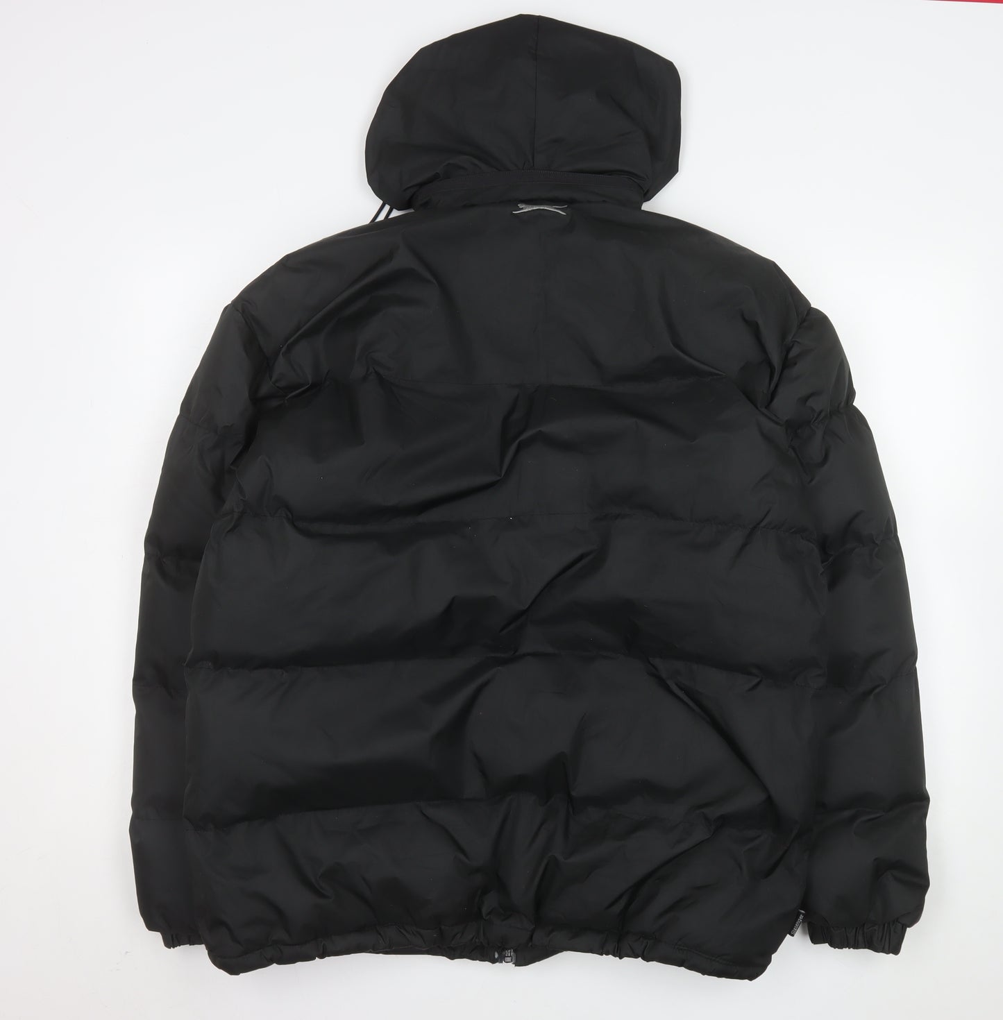 Slazenger Men's Black Hooded Puffer Jacket Size M Water Resistant