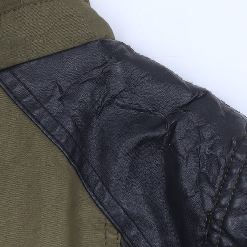 River Island Women Green Quilted Waistcoat UK 14 Faux Leather Trim